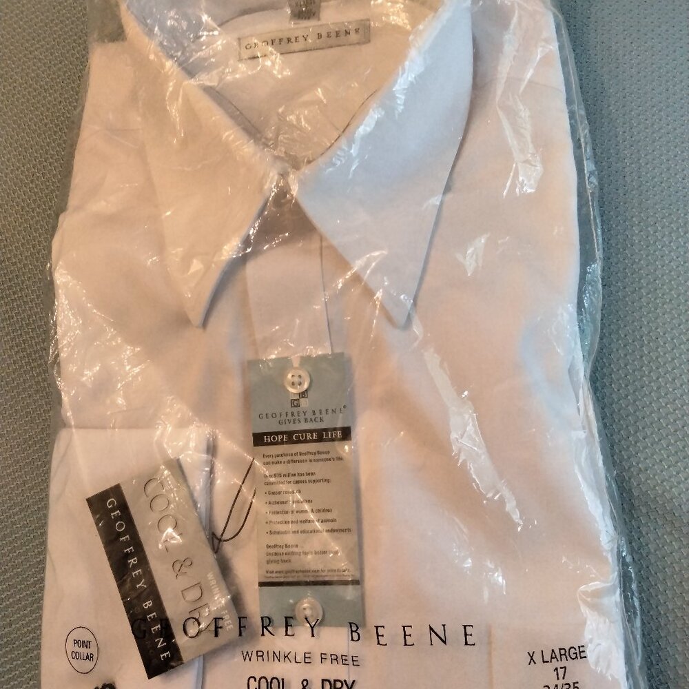 NEW - XL Geoffrey Beene Wrinkle Free 34/35 French Cuff White Dress Shirt